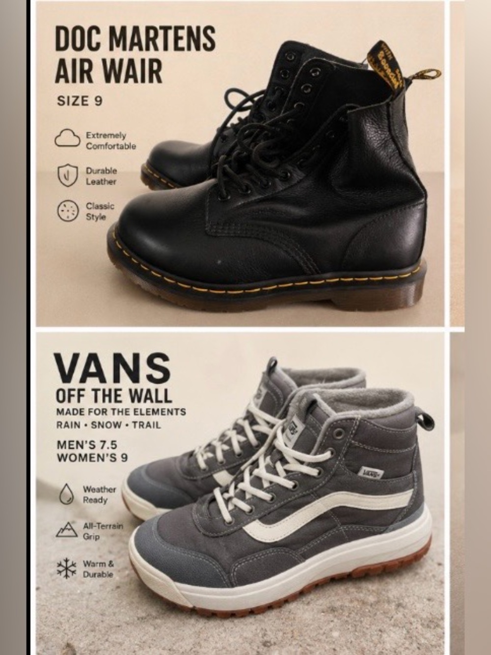 Dr. Martens Black Leather Lace-Up Ankle Boots with Yellow Welt Stitching